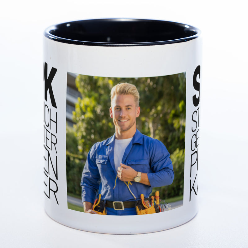 Freche Elektriker "SGPK" spülmaschinenfeste Tasse mit Foto (HD Druck) | Jetzt selbst gestalten!