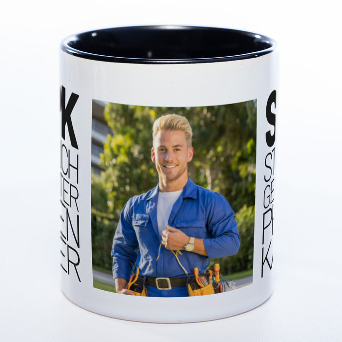 Freche Elektriker "SGPK" spülmaschinenfeste Tasse mit Foto (HD Druck) | Jetzt selbst gestalten!