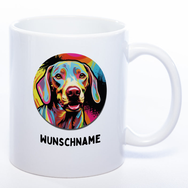 Mug Art Tasse mit Weimaraner wahlweise mit NAME- Kaffeetasse StickyWorld Exclusive