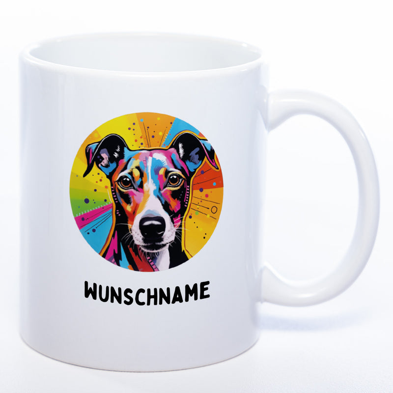 Mug Art Tasse mit Windhund Motiv wahlweise mit NAME - Kaffeetasse StickyWorld Exclusive