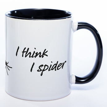 Denglisch-Tasse mit Spruch "I think I spider" - Lustige Kaffeetasse spülmaschinenfest