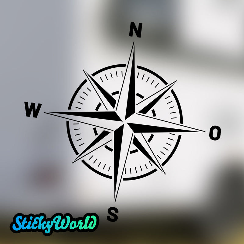 Windrose in schwarz für Camper, Wohnwagen und Wohnmobile. In vielen Farben erhältlich